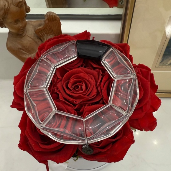 Giorgio Armani Resin Stretch Bracelet black new lucite gorgeous - Picture 5 of 7